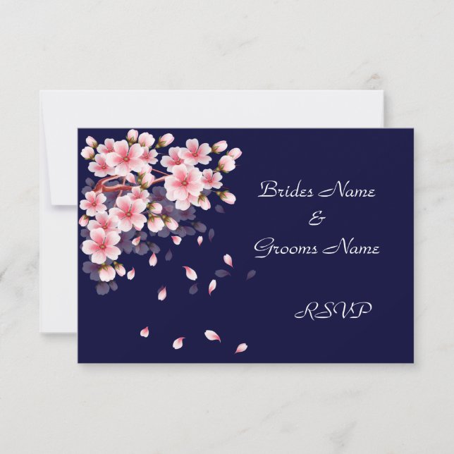 Bonitas tarjetas Sakura RSVP nocturnas (Anverso)