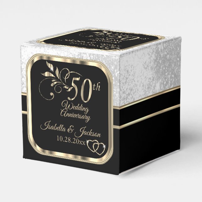Bonito 50.ª Caja de Favor del Aniversario Boda (Costado Anverso)