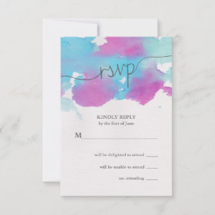 Bonito acuarela Azul Morado Boda RSVP