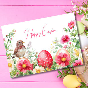 Bonito acuarela Floral Eggs de Pascua Tarjeta de v