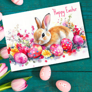 Bonito acuarela Floral Eggs de Pascua Tarjeta de v