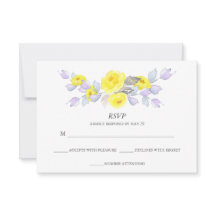 Bonito Acuarela Gris Amarillo Rosas Púrpura RSVP