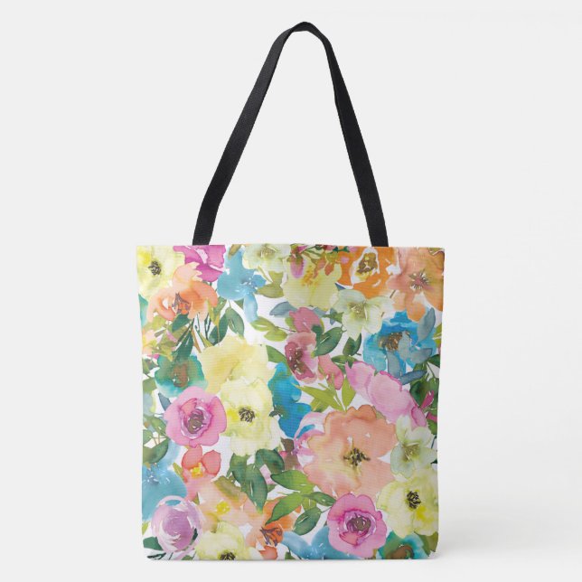 Bonito acuática bolsa de tocador floral (Anverso)