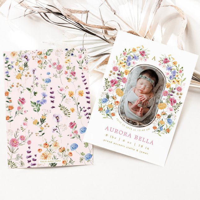 Bonito Anuncio de nacimiento de bebé niña de flore (Subido por el creador)