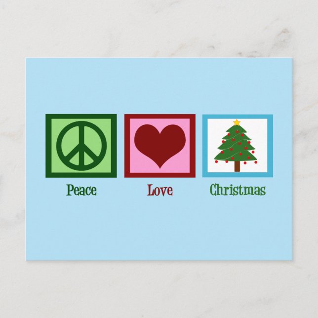 Bonito Árbol de Navidad Azul signo de paz corazón (Anverso)