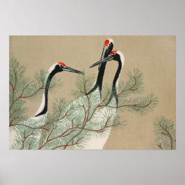 Bonito arte de diseño vintage de grúa japonesa