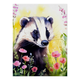 Bonito Badger Fantasy Poster de arte