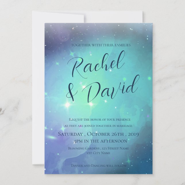 Bonito bajo las estrellas Boda de tipografía (Anverso)