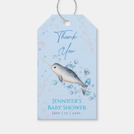 Bonito bebé océano Narwhal y burbujas Etiquetas de