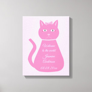 Bonito Bebé Rosa Gato Personalizado Decoración de 