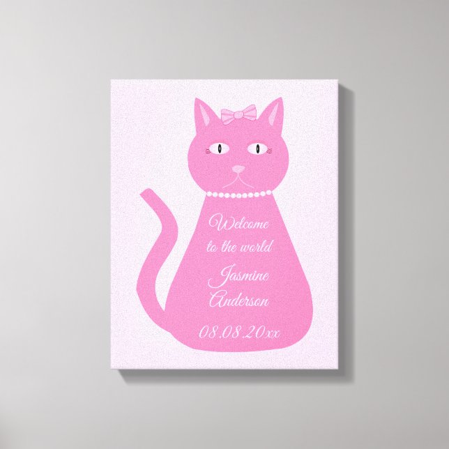 Bonito Bebé Rosa Gato Personalizado Decoración de  (Anverso)