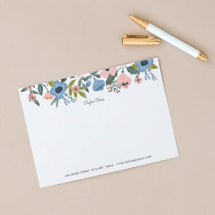 Bonito Blossom Marco y notas florales rosa y azul