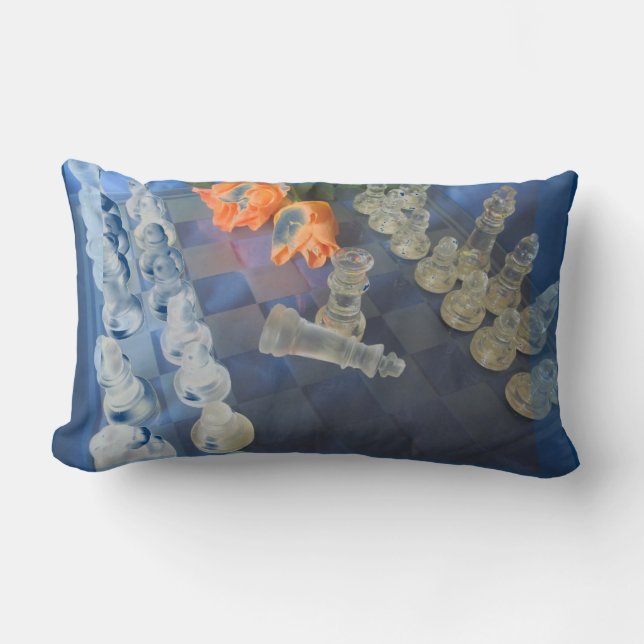 Bonito Blue glass Chess Board y cojín de piezas (Anverso)