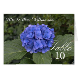 Bonito Blue Hydrangea Boda Tabla Cartas de Tiendas