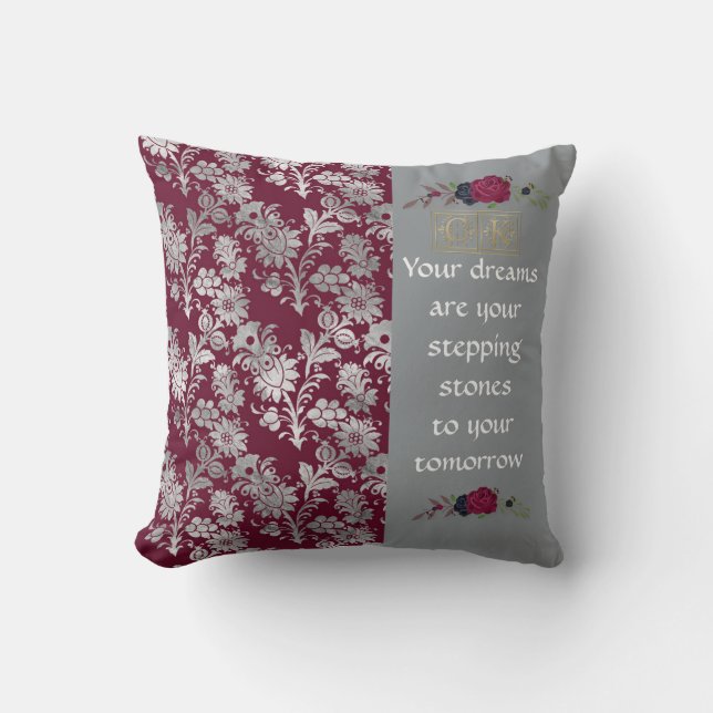 Bonito Borgoña "Sus sueños" almohada reversible (Anverso)