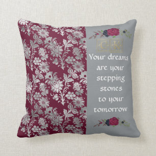 Bonito Borgoña "Sus sueños" almohada reversible