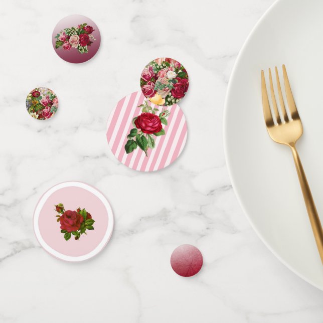 Bonito Borgoña y Rosa floral rosado Confetti (Grupo)