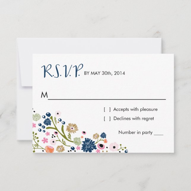 Bonito Bouquet Floral | R S V P Tarjeta de respues (Anverso)