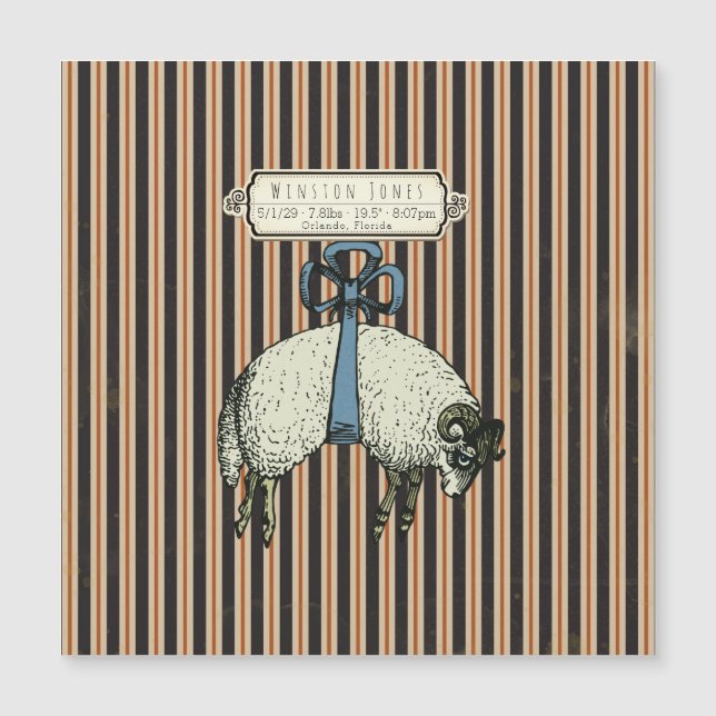 Bonito Bow Sheep™ - Tarjeta magnética con sobre (Anverso)