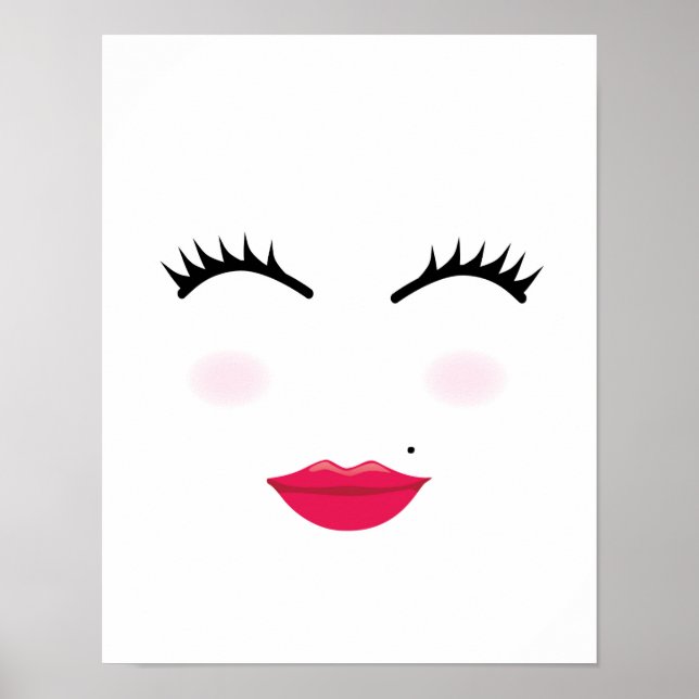 Bonito chica pestañas y labios impresión poster (Frente)