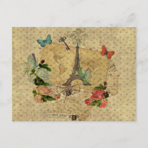 Bonito collage de postales de época Torre Eiffel