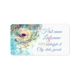 Bonito como etiqueta de dirección de pavo real