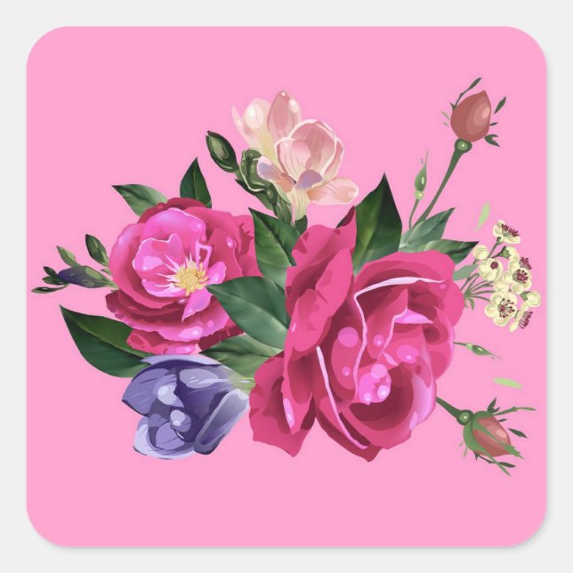Bonito conjunto de Pegatinas Rosas (Anverso)