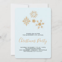 Bonito Copos de nieve en una invitación azul y fes