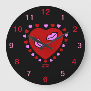 Bonito corazón besa el reloj de pared acrílico