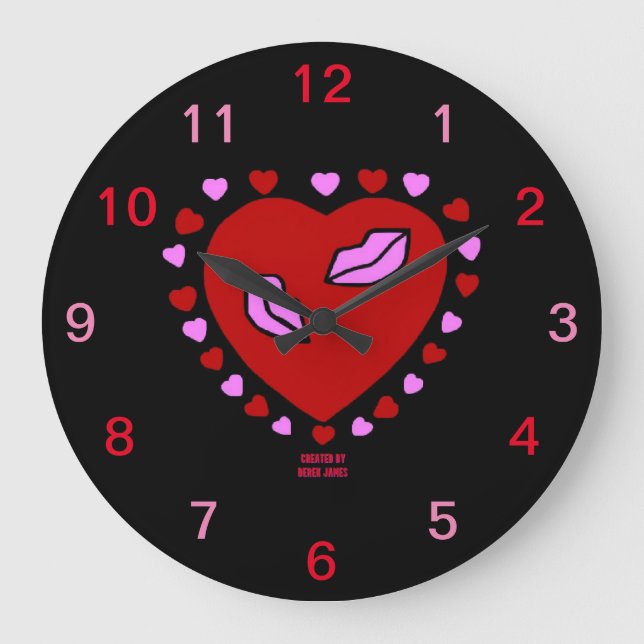 Bonito corazón besa el reloj de pared acrílico (Anverso)