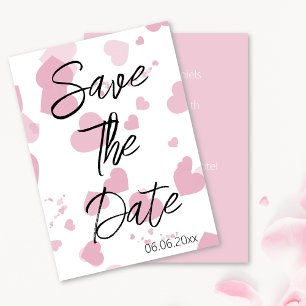 Bonito corazón de amor rosa Guardar la tarjeta de