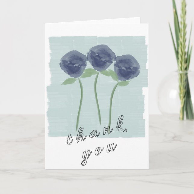Bonito Cute Watercolor Art Rosas Gracias Tarjeta (Anverso)