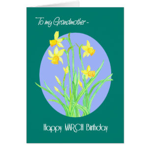 Bonito Daffodils marchan cumpleaños por abuela