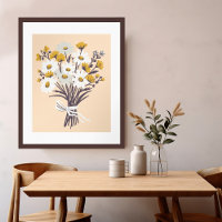 Bonito Daisy Bouquet Retro Arte Colorido Moderno