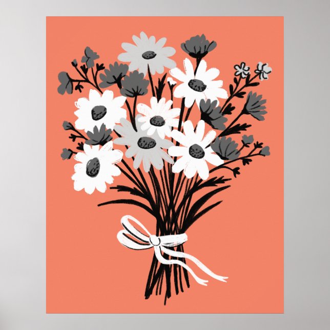 Bonito Daisy Bouquet Retro Arte Colorido Moderno (Frente)