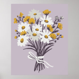 Bonito Daisy Bouquet Retro Arte Colorido Moderno