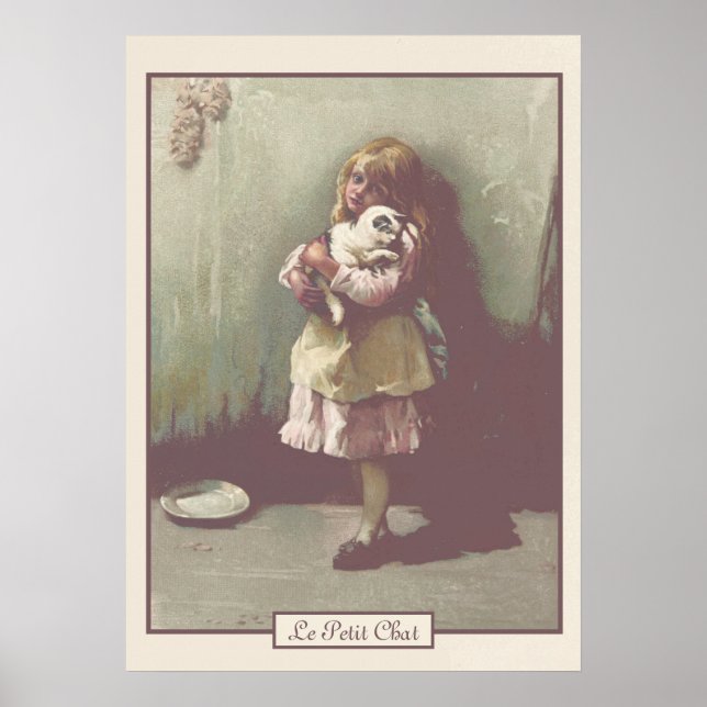 Bonito de arte victoriano con gatito (Frente)