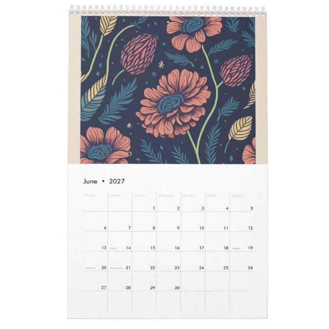 Bonito de calendario de mercado de flores (Jun 2027)
