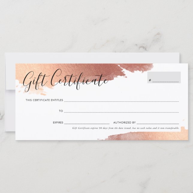 Bonito DE CERTIFICADO DE REGALO moda oro rosa dora (Anverso)