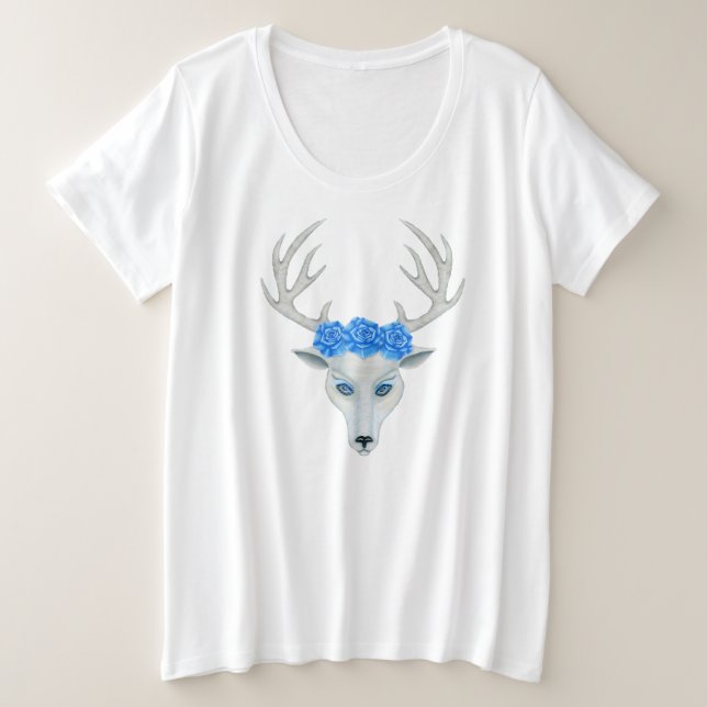 Bonito de la cabeza del ciervo blanco Antlers Rosa (Anverso del diseño)