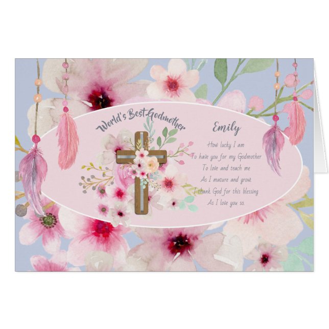 Bonito de la MADRE poema Floral rosa (Anverso (Horizontal))