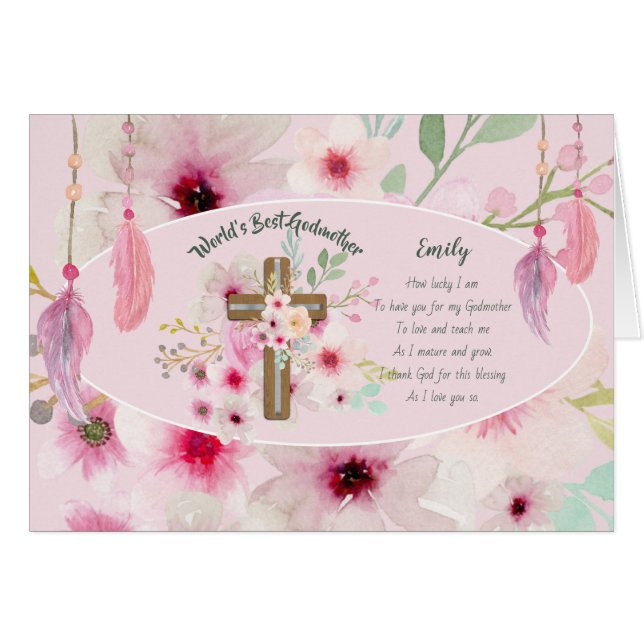 Bonito de la MADRE poema Floral rosa (Anverso (Horizontal))