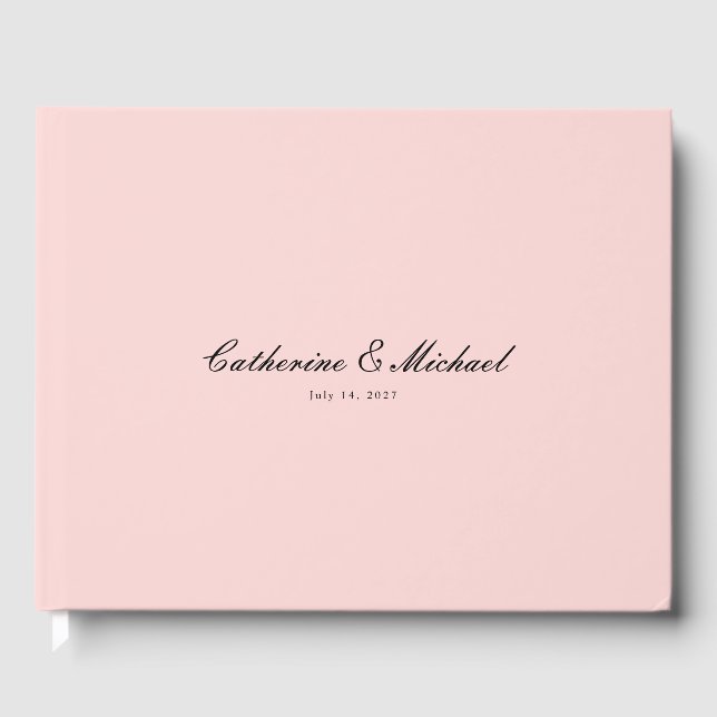 Bonito de script simple libro de invitados Boda ro (Anverso)
