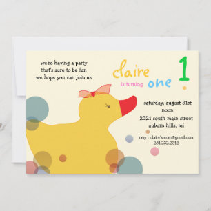 Bonito Ducky - invitaciones de cumpleaños amarilla