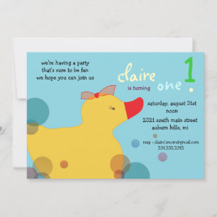 Bonito Ducky - invitaciones de cumpleaños azules