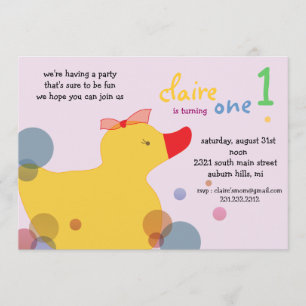 Bonito Ducky - invitaciones de cumpleaños rosadas