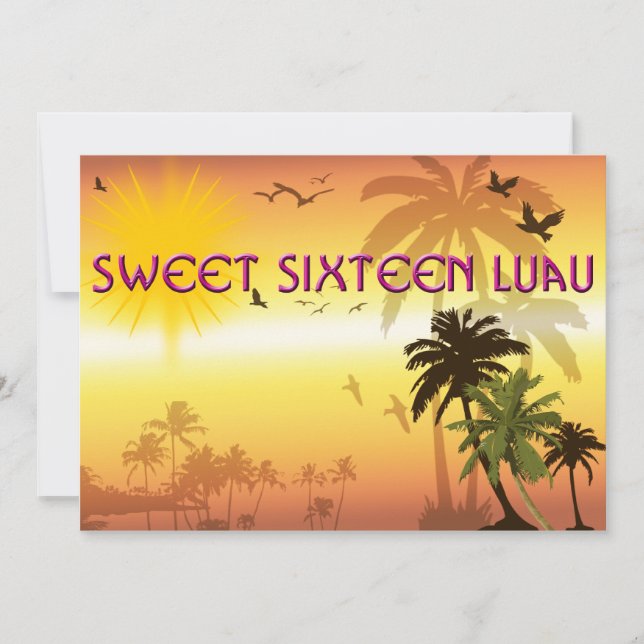 Bonito, Dulce Dieciséis, Invitación de Luau en Haw (Anverso)