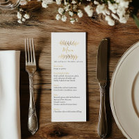 Bonito efecto oro deja el menú de la tabla boda
