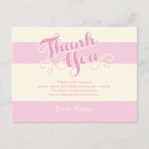Bonito en Baby Shower rosa, tarjetas de agradecimi
