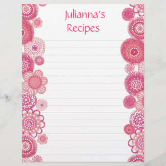 Bonito en Binder de Receta Rosa Insertar páginas d